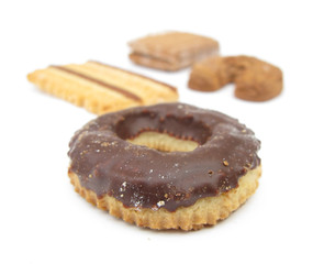 Assorted tea biscuits isolated on white background