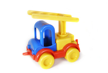 Fototapeta premium toy-truck crane over white