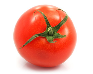 fresh ripe tomato on white on white background