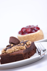 Chocolate fudge brownie and cheesecake