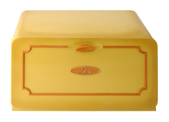 Avocado-colored tin breadbox