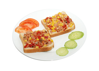 sandwich on a plain background