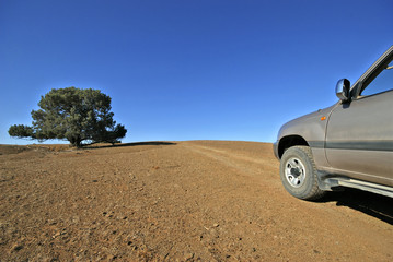 Fototapeta na wymiar Z napędem na 4 koła na polnej drodze w Flinders zakresie w Australii
