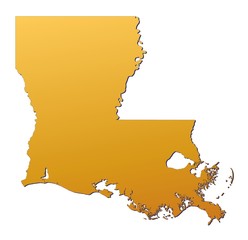 Louisiana (USA) map filled with orange gradient