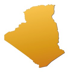 Algeria map filled with orange gradient. Mercator projection.