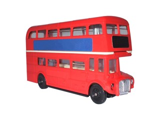 Fototapeta na wymiar A Model of a Red London Double Decker Bus.