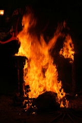 Burning Falla in Valencia. Fire.