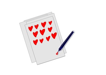 Liebesbrief mit Herzen