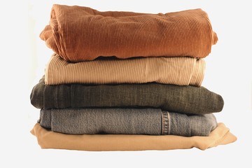 folded pants in a stack