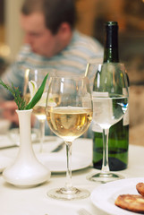 Still life wine bottle and glass