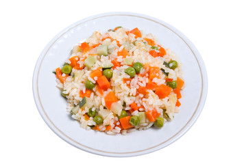 Rice with vegetable on plate