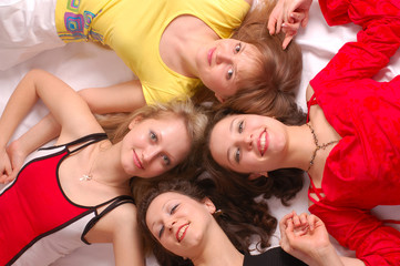 Four girls friends have fun