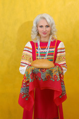 Russian woman in a folk russian dress