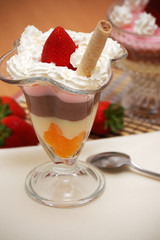 Pudding with whipped cream