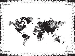 Grunge map of the world in black