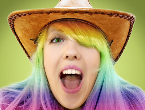 crazy beauty cowgirl screming