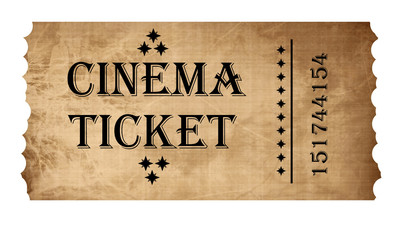 Isolated cinema ticket