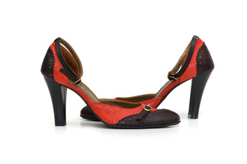 Pair of woman shoes isolated on the white