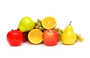 Various fruits isolated on the white background