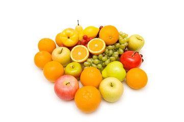 Various fruits isolated on the white background