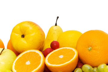 Various fruits isolated on the white background