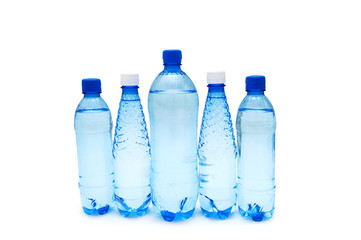 Water bottles isolated on the white background