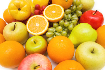 Various fruits isolated on the white background