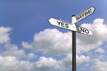 Yes No Maybe sign post in the sky - 6986271