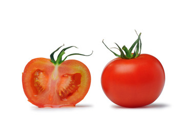 Fresh two tomato isolated on white background