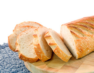 Sliced sourdough bread on white
