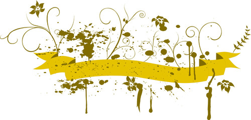 banner with flowers and splashes