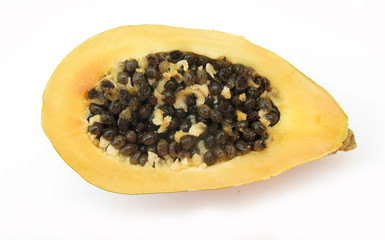 Papaya cross section isolated on white background