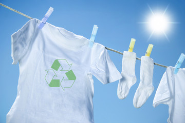 Eco- friendly  laundry drying on clothesline