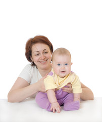 Small baby with mother isolated
