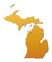 Michigan (USA) map filled with orange gradient