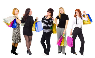Obraz premium Group of shopping women