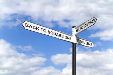 Back to Square One  Success and Failure signpost