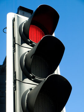 british traffic lights showing red stop light