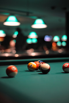 Billiard table with balls
