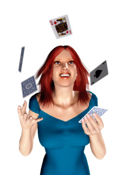 Woman Throwing Cards