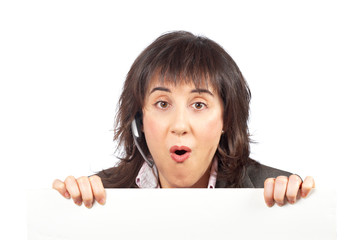 Surprised customer support girl