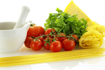 few raw ingredients for making pasta