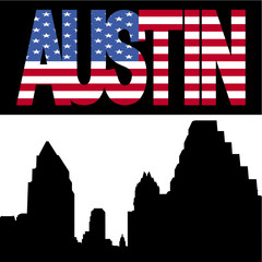 Obraz premium Austin Skyline with flag text
