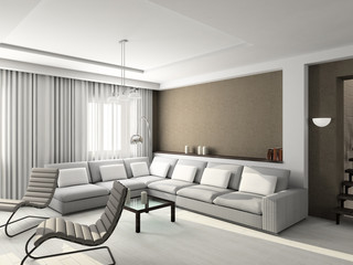 Fototapeta premium 3D render modern interior of living-room