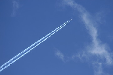 Trace d'avion dans le ciel