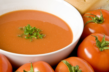 Tomato Soup Topped with Fresh Parsley
