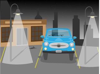 Vector car in parking lot at night © HerArtSheLoves