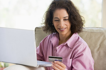 Woman making online purchase