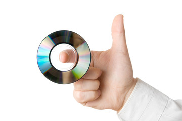 Businessman hand, holding cd isolated