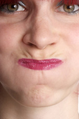 Naklejka premium woman holds breath